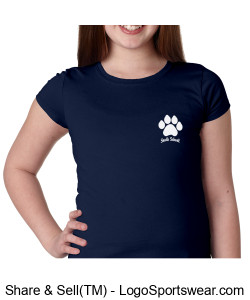 Girls Fitted Tiger Paw T-Shirt Design Zoom