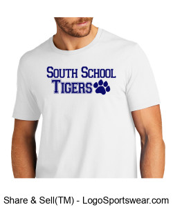 Adult Organic White Cotton South School Tigers Tee Design Zoom
