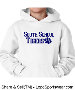 Youth White South School Tigers Hooded Sweatshirt Design Zoom