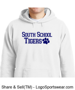 Adult White South School Tigers Hooded Sweatshirt Design Zoom