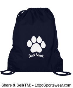 Drawstring South School Tiger Paw Navy Sport Pack Design Zoom